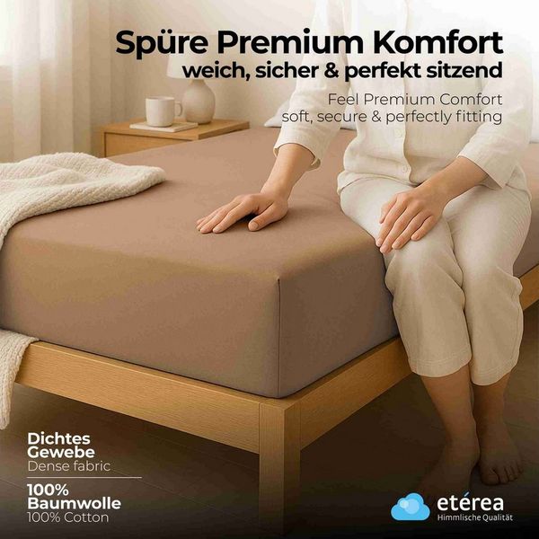 etérea Comfort Jersey Spannbettlaken Stucco 90x200 cm - 100x200 cm