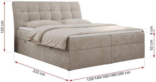 Boxspringbett Polsterbett mit Multipocket-Matratze und Topper - DIEGOS - 120x200cm - Beige Stoff - H3 Bild 5
