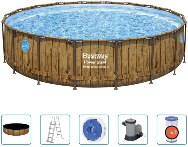 Bestway Power Steel Swimming Pool , Holz, 549x122 cm