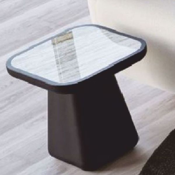Casa Padrino Luxus Beistelltisch mit Marmorplatte Dunkelbraun / Weiß-Braun H. 46 cm