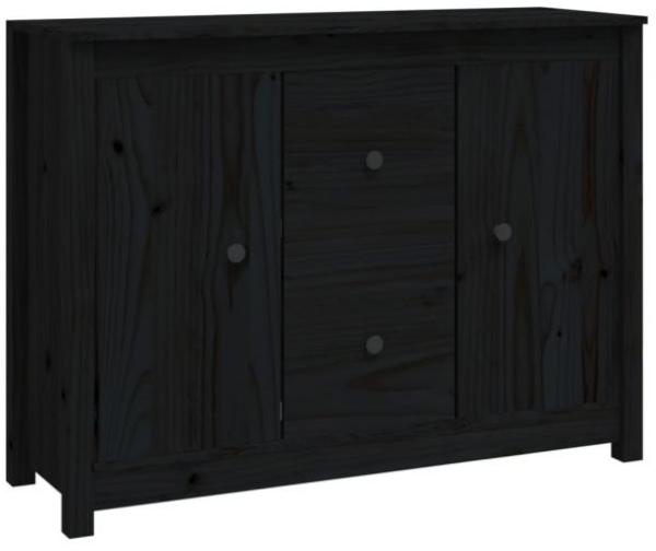 Sideboard Schwarz 100x35x74 cm Massivholz Kiefer [814568]