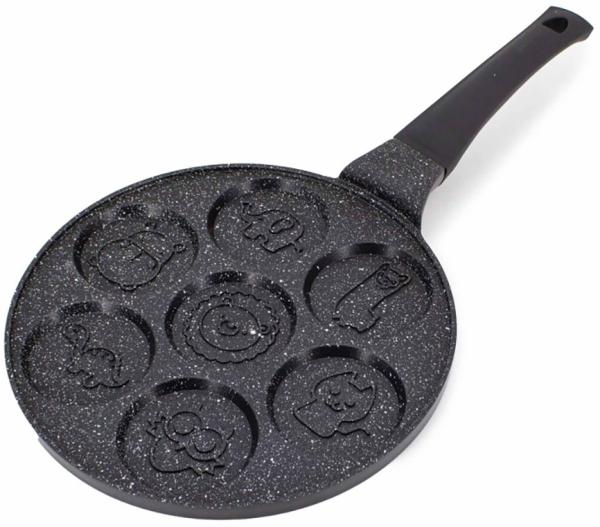 Cheffinger Crêpepfanne Tiere Cartoon Pfannkuchen Pfanne Eierpfanne Lochpfanne Ø26cm, Aluminiumguss (Packung, 1-tlg)