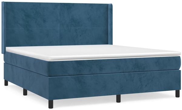 vidaXL Boxspringbett mit Matratze Dunkelblau 180x200 cm Samt 3132577