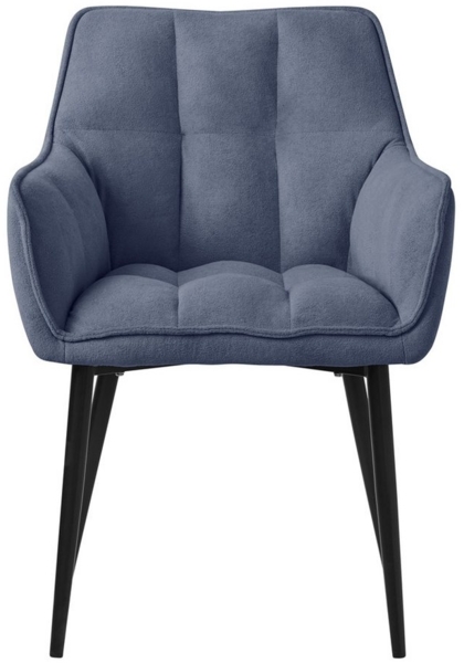 ML-DESIGN Polsterstuhl Esszimmerstuhl mit dickem gepolsterter Sitz Rücken- und Armlehnen (2 St), Wohnzimmerstuhl aus Frotteestoff Blau Loungesessel Küchenstuhl