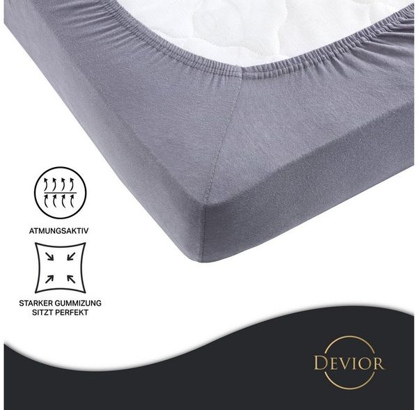 Devior Spannbettlaken Heavy aus 100% Baumwolle mit 160 g/m² - Blickdicht mit Einlaufschutz, Jersey, Gummizug: Rundumgummizug, Laken bis 22cm Matratzenhöhe - Spannbettlaken 90 x 200 cm Blickdicht