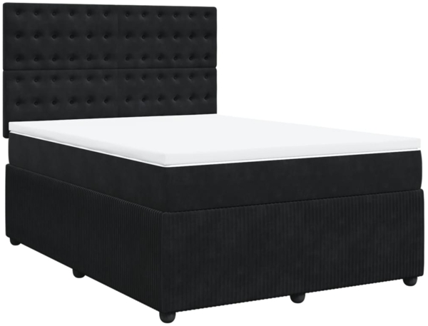 vidaXL Boxspringbett mit Matratze Schwarz 160x200 cm Samt 3292396