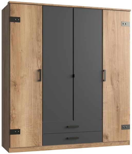 Kleiderschrank >Cheston< in Plankeneiche - 180x198x58cm (BxHxT)