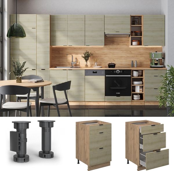 Küchenunterschrank Fame-Line Eiche Paneel 50 cm ohne Arbeitsplatte Vicco Bild 2