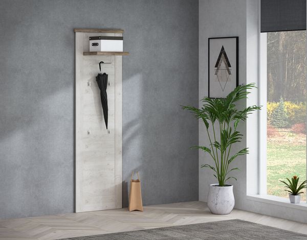 FORTE Duro Kleiderpaneel, Holzwerkstoff, Weiß/Beige/Braun, 61,4 x 199,1 x 32,3 cm