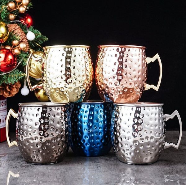 Faizee Möbel Tasse Cocktailglas Moscow Mule Becher Kupferbecher 500ml Fassungsvermögen, 4-tlg, Kupfer/Edelstahl