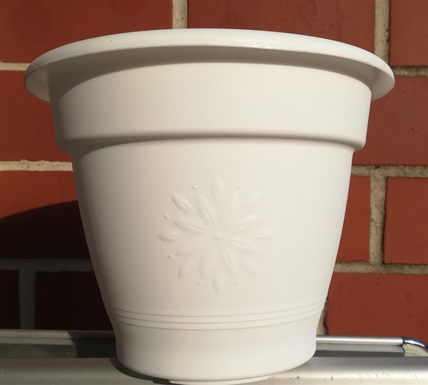 alpfa 862179 Blumenkübel Sydney mit Dekor 28 x 22 cm - weiß