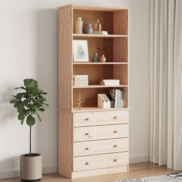 vidaXL Bücherregal mit Schubladen ALTA 77x35x186,5cm Massivholz Kiefer 353953