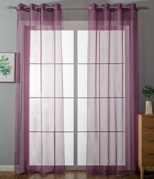 Gardinenbox Gardine (2 St), Ösen, transparent, Voile, Ösenvorhänge Voile »Uni« Bleibandabschluß 20332-cn2