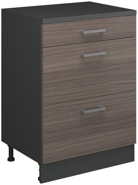 Erweiterungskommode Rion Edelgrau/Anthrazit 60 x 46 cm ohne Schräge mit 3 Schubladen Vicco