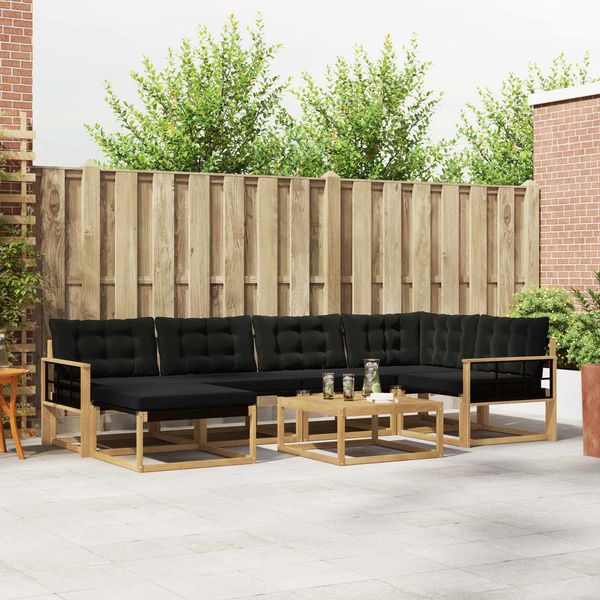 vidaXL Outdoor-Sofagarnitur 7 pcs Weiß und Schwarz 79 x 79 x 37 cm 3388882