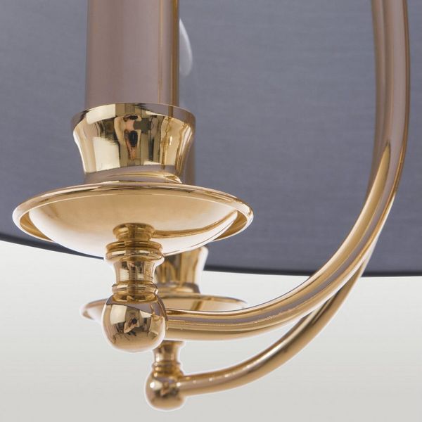 Licht-Erlebnisse Pendelleuchte HALDEN, ohne Leuchtmittel, rund Ø 50 cm Stoff Metall H: max. 152 cm in Gold Schwarz E14 5-flammig