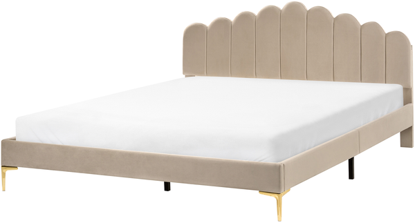 Bett mit Lattenrost Samtstoff SAUVIAN 180 x 200 cm Taupe