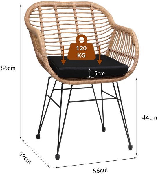CASARIA® Korbsessel Gartenstühle 4er Set Bali Polyrattan Bild 4