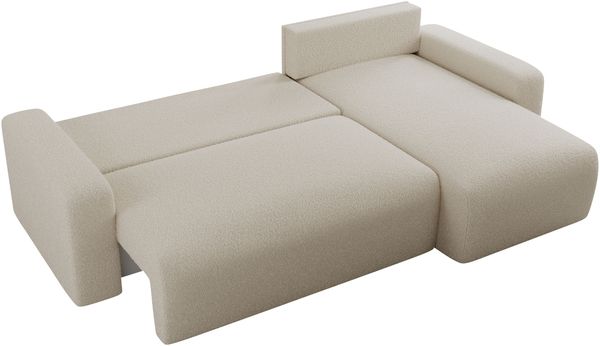 Ecksofa L-form, mit Schlaffunktion und Bettkasten - ARGOS, Beige, Boucle Bild 4