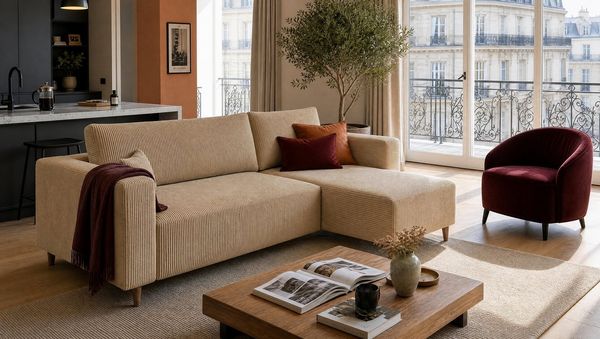 MARPUR Ecksofa RIO, Cordstoff, Bettfunktion und Bettkasten
