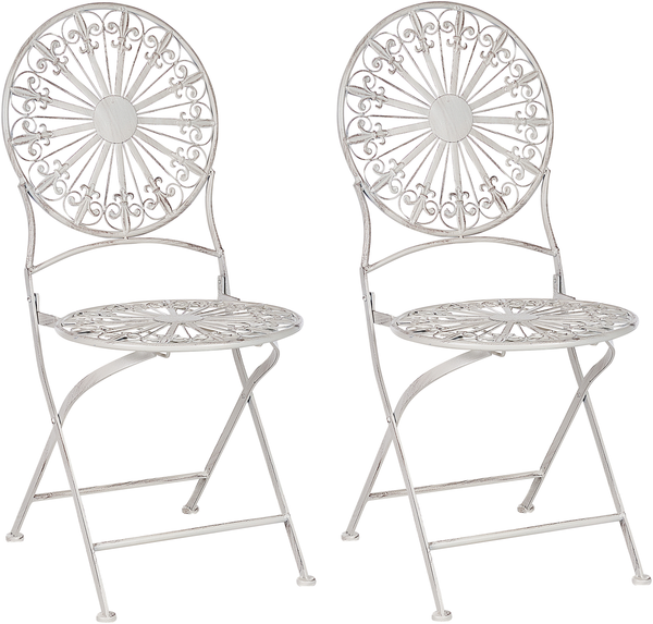 Beliani 'SCAFA' Gartenstuhl 2er Set, Metall weiß