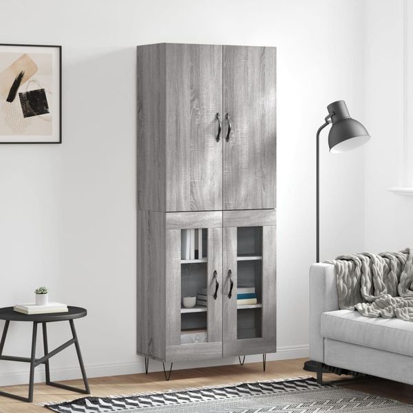 vidaXL Highboard Grau Sonoma 69,5x34x180 cm Holzwerkstoff 3198071
