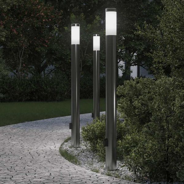 vidaXL Pollerleuchten mit Auslass 3er 110 cm Edelstahl IP44 4006016