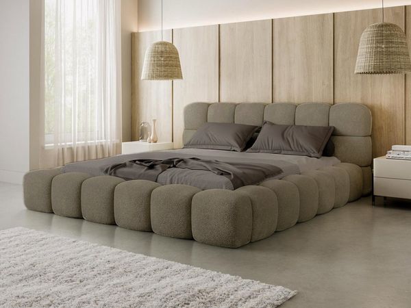 Compleo Polsterbett BUBBLE boucle Designerbett 140/160/180x200 BIZU, Wolkenbett, TOPSELLER Stauraumbett MADE IN EU
