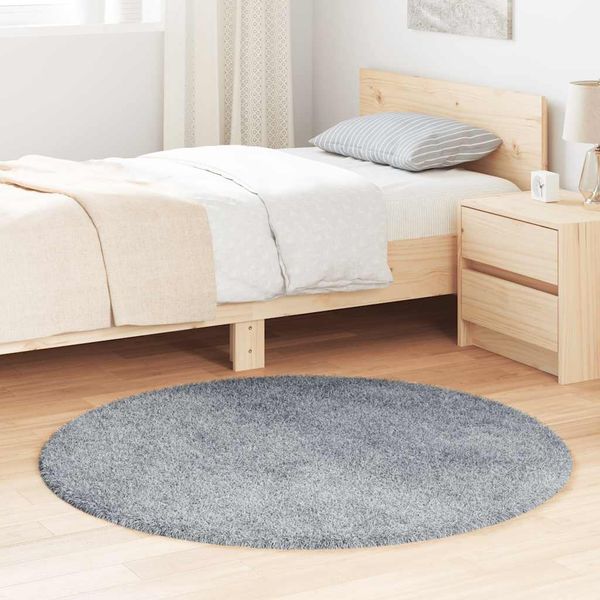 vidaXL Teppich Shaggy Hochflor NAVARRA Hellgrau 120x120 cm Polyester 4102906