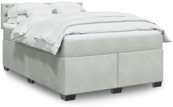 vidaXL Boxspringbett mit Matratze Hellgrau 160x200 cm Samt 3286366