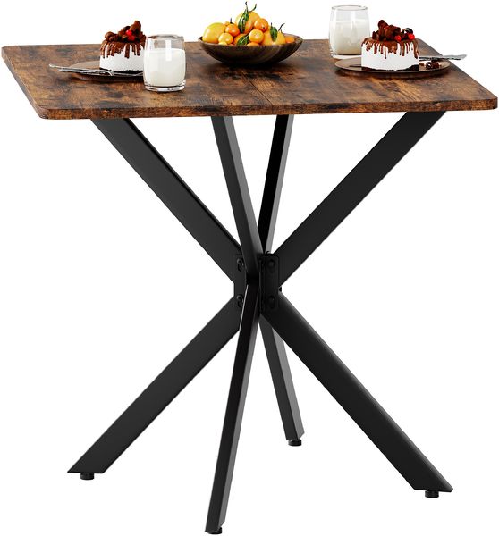 Quadratischer Tisch 80 x 80 x 75 cm im Industrial-Stil, Vintagebraun, Stahlgestell mit X-Beinen Bild 6