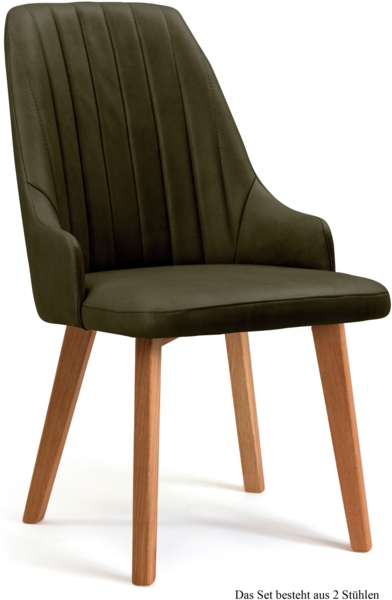 Esszimmerstuhl (2er-Set) Daryl 52x91x60 Eiche geölt/Khaki