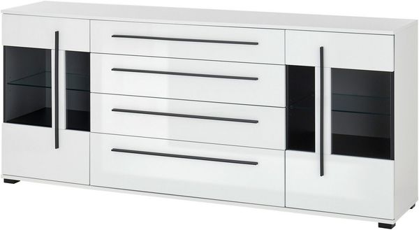 INOSIGN Sideboard Cantara, moderner Schrank, Kommode in Eiche Evoke oder weiß, schwarze Stangengriffe, ausreichend Stauraum, vielseitig einsetzbar