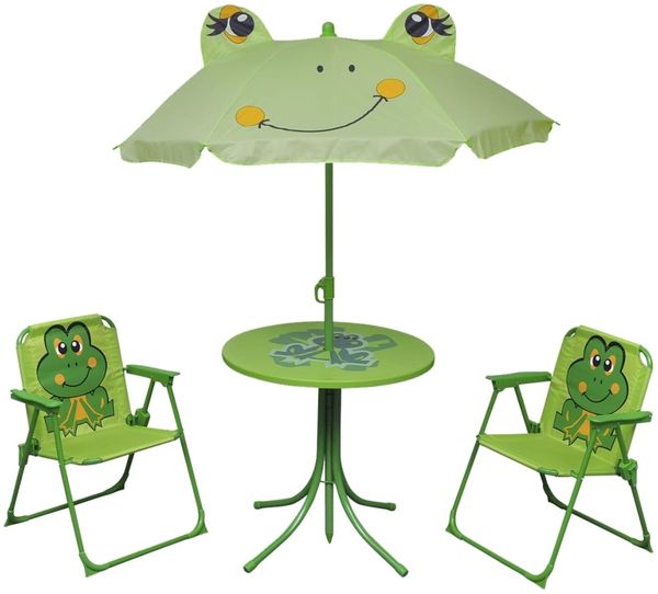 vidaXL 3-tlg. Garten-Bistro-Set für Kinder mit Sonnenschirm grün