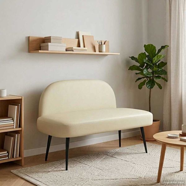 vidaXL Gepolsterte Bank mit Rückenlehne Creme 110 x 60 x 76 cm 42040799