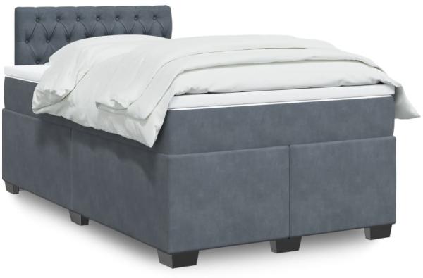 vidaXL Boxspringbett mit Matratze Dunkelgrau 120x190 cm Samt 3286265