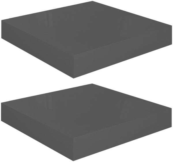 vidaXL Schweberegale 2 Stk. Hochglanz-Grau 23x23,5x3,8 cm MDF 323782