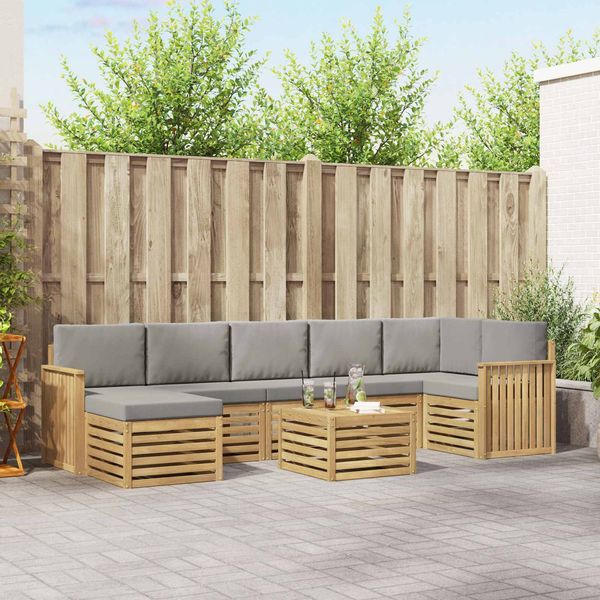 vidaXL Outdoor-Sofagarnitur 8 pcs Weiß und Hellgrau 59 x 59 x 37 cm 3392231