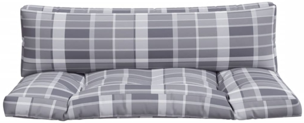 Palettenkissen 2-tlg., 100% Polyester, Karomuster Stoff, Grau