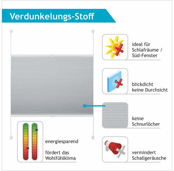 Good Life Wabenplissee Aris, verdunkelnd, ohne Bohren, verspannt, Klemmfix, Klemmfix - ohne Bohren, verdunkelnd