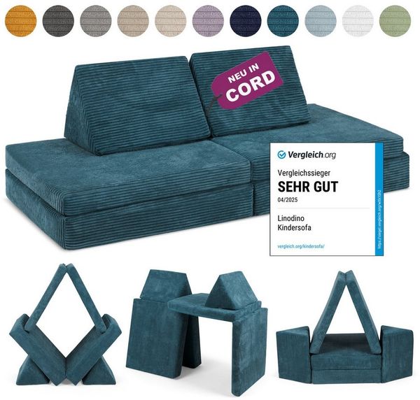 Linodino Kindersofa Spielsofa I aus Schaumstoff Bausteine I Spielcouch für Kinder, 3 Jahre Garantie
