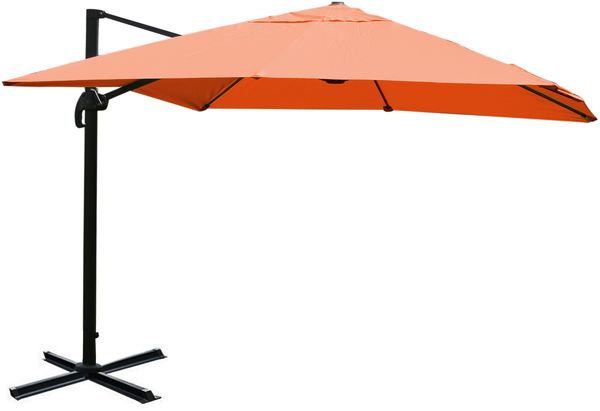 Gastronomie-Ampelschirm HWC-A96, Sonnenschirm 3x3m (Ø4,24m) Polyester Alu/Stahl 23kg ~ terracotta ohne Ständer, drehbar Bild 8