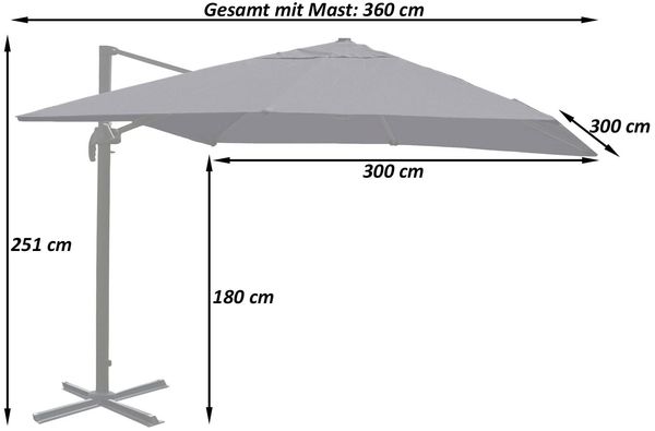 Gastronomie-Ampelschirm HWC-A96, Sonnenschirm 3x3m (Ø4,24m) Polyester Alu/Stahl 23kg ~ terracotta ohne Ständer, drehbar Bild 2