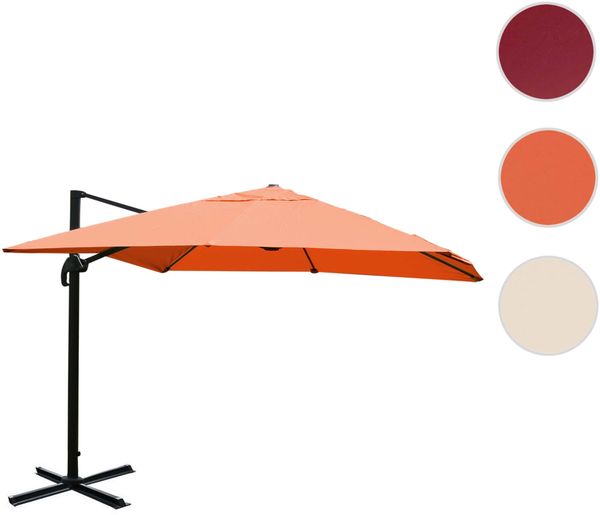 Gastronomie-Ampelschirm HWC-A96, Sonnenschirm 3x3m (Ø4,24m) Polyester Alu/Stahl 23kg ~ terracotta ohne Ständer, drehbar Bild 9