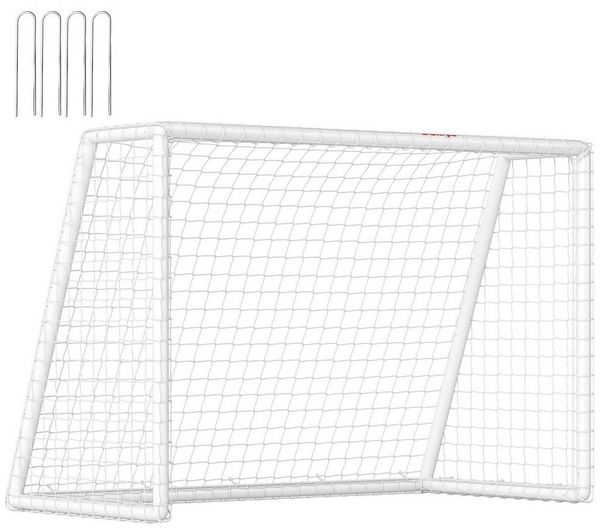 SPORTNOW Fußballtor mit Netz, Erdhaken (Kunststoff-Rahmen, 1 St, Fußball Tor), 180L x 92B x 124H cm, für Garten, Park, Strand