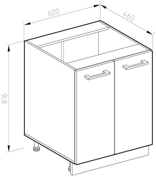 Unterschrank R-Line Grau 60 cm mit Türen, mit Arbeitsplatte Vicco Bild 3