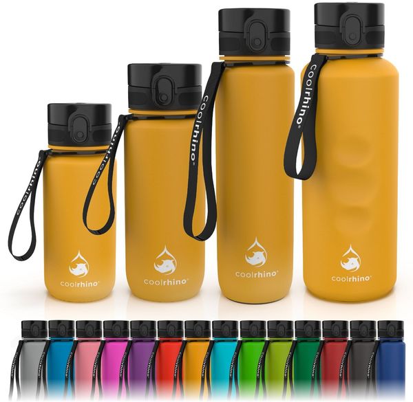 coolrhino Trinkflasche rhinoSport Tritan Sportflasche 350 ml, 650 ml, 1 liter, 1,5 l, Wasserflasche auslaufsicher für Sport, Outdoor, Schule und Fahrrad