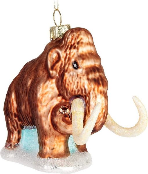 BRUBAKER Weihnachtsbaumkugel Mammut Weihnachtskugel aus Glas - Handbemalt Steinzeit Elefant (1 St), Lustig - Christbaumkugel Figuren Weihnachtsdeko