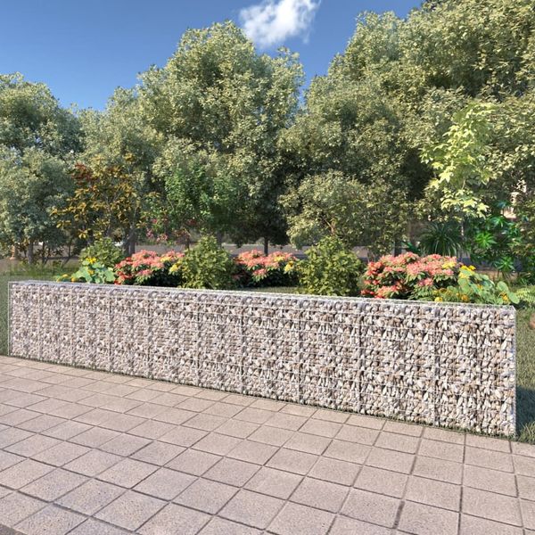 vidaXL Gabionenwand mit Abdeckung Verzinkter Stahl 600×30×100 cm 143584