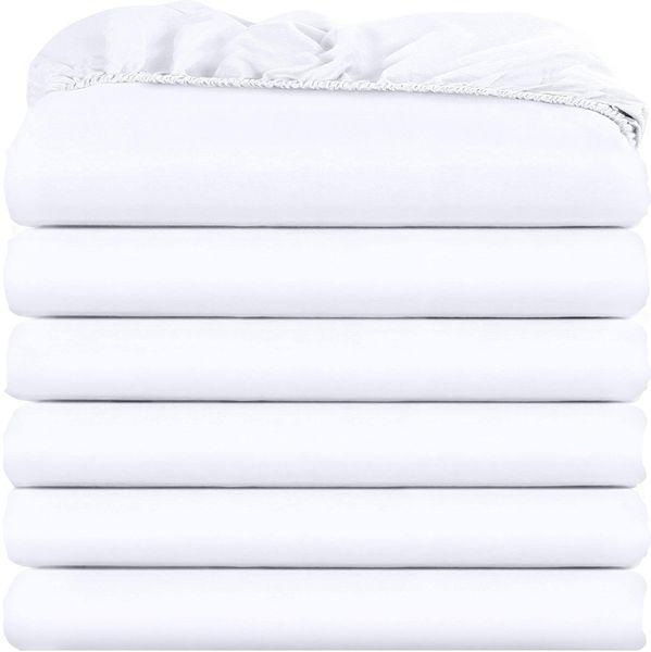 Utopia Bedding Queensize-Spannbettlaken, 6 Stück, weich gebürstete Mikrofaser, Tiefe Taschen, schrumpft und lichtbeständig, pflegeleicht (weiß)